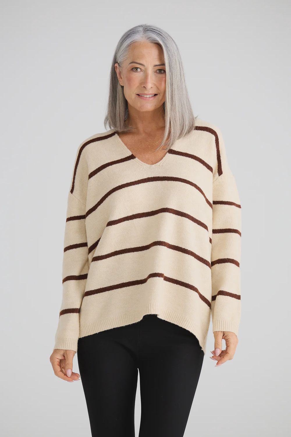 Brave &amp; True | Hallie Knit | Chocolate Stripe, Size: S/M