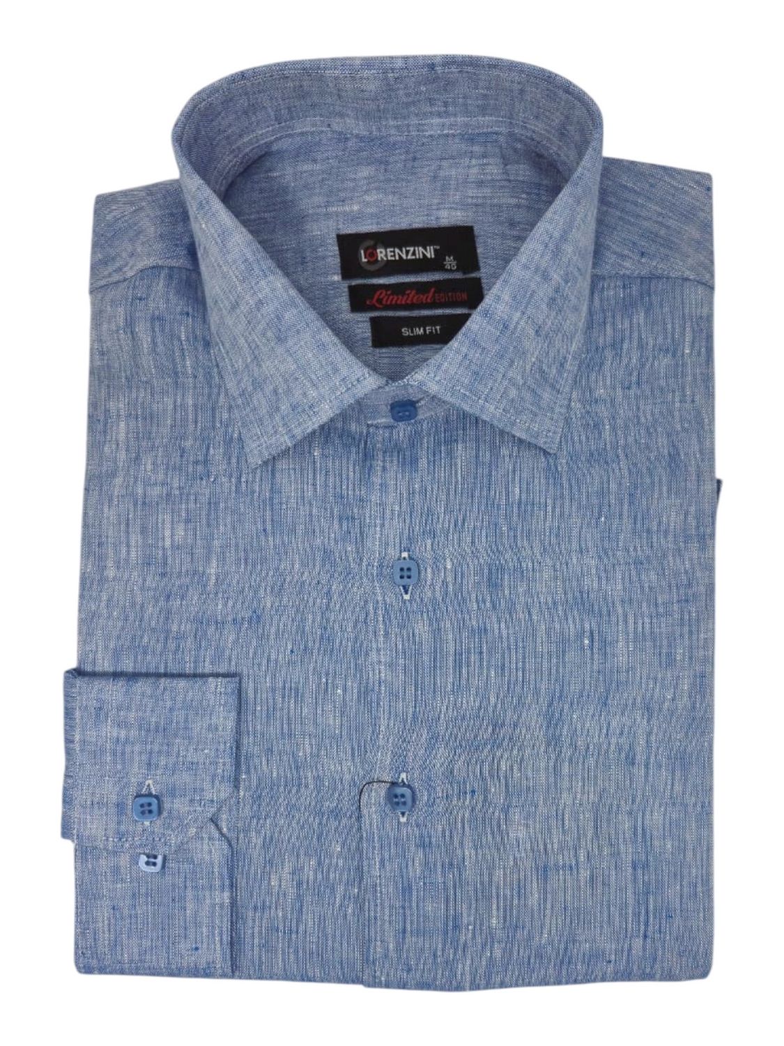 Lorenzini | Slim Fit Long Sleeve Shirt | LO94/21 | Blue, Size: S