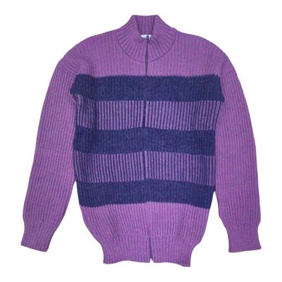 Romy | Stripe Zip-thru Sweater LZ4102 | Amethyst