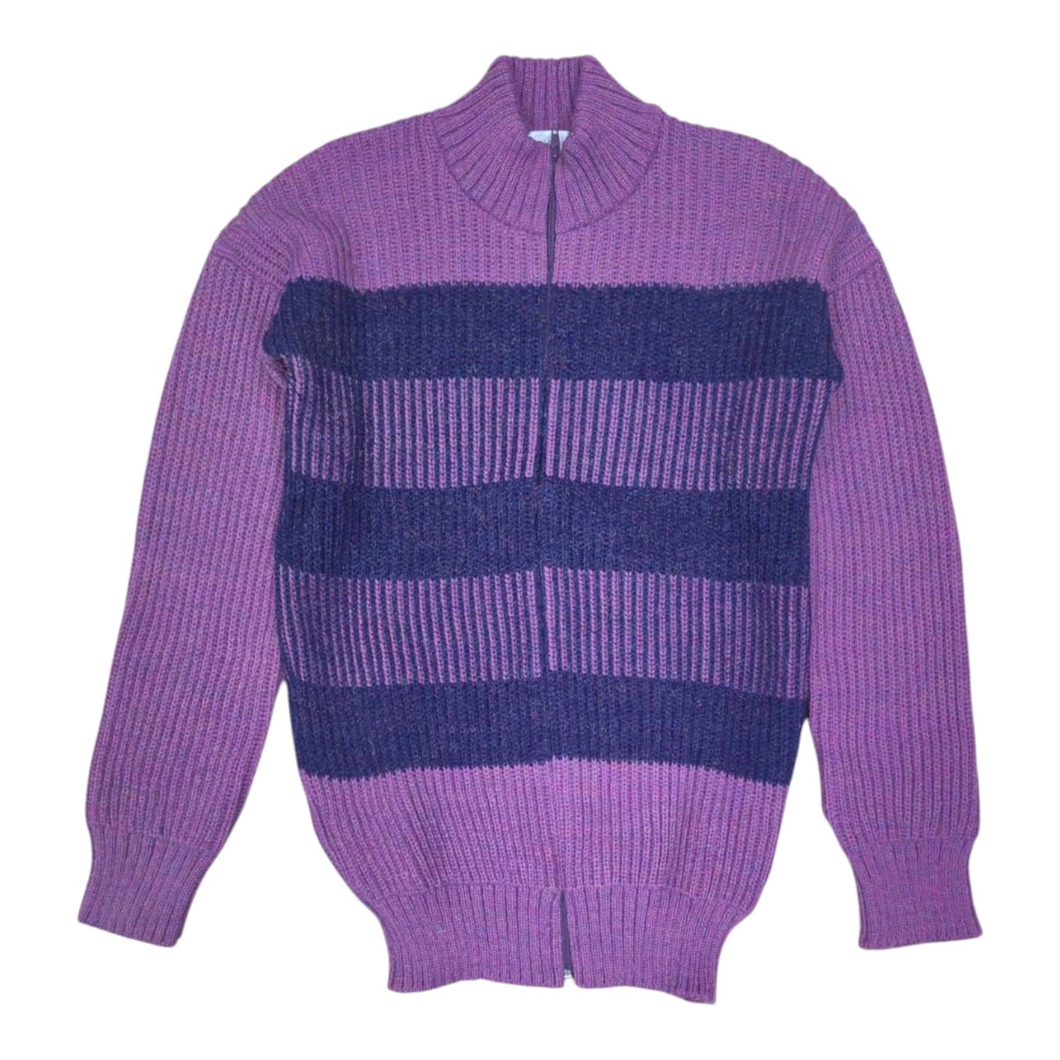 Romy | Stripe Zip-thru Sweater LZ4102 | Amethyst, Size: S