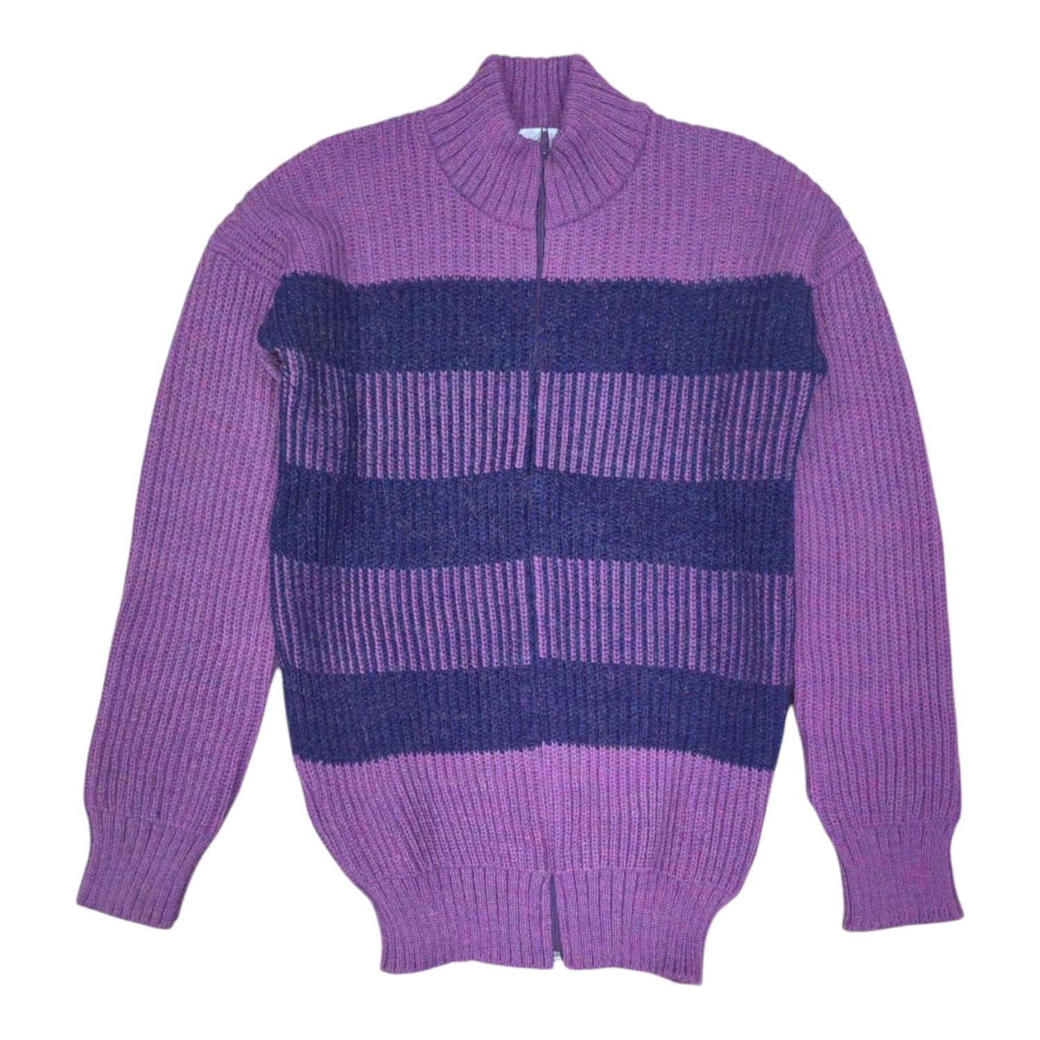 Romy | Stripe Zip-thru Sweater LZ4102 | Amethyst, Size: S