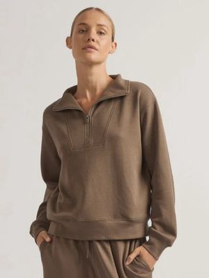 Boody | Women's Bamboo Tech Fleece Quarter Zip Sweater | Oyster