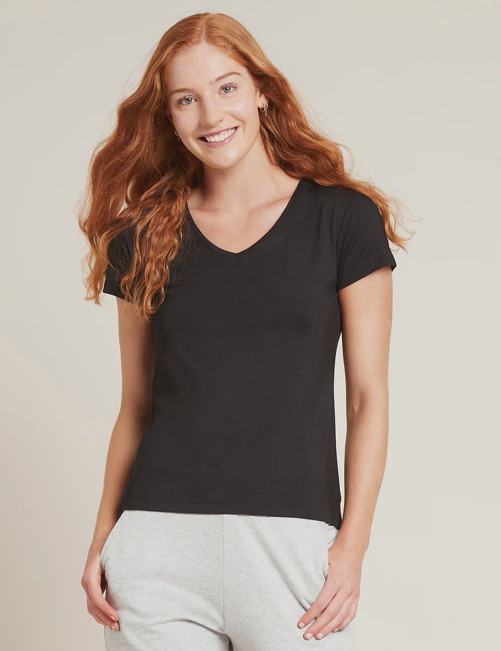 Boody | Boody Bamboo Ladies V-Neck T-Shirt | Black, Size: XS