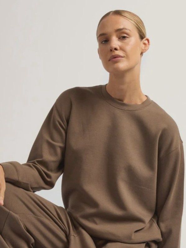 Boody | Women's Bamboo Tech Fleece Crew Neck Sweater | Oyster, Size: XS