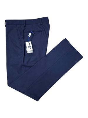 Scozia | Wool Blend Trousers | Flat Front &amp; Half Lined | Navy