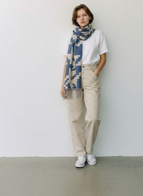 Ateljee Paarl | Houndstooth Wrap | Creme &amp; Blue
