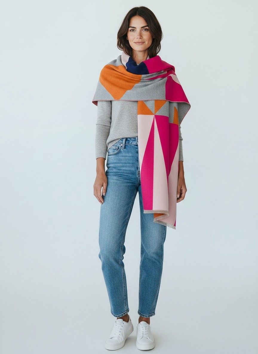 Ateljee Paarl | Geo Triangle Wrap | Pink &amp; Orange