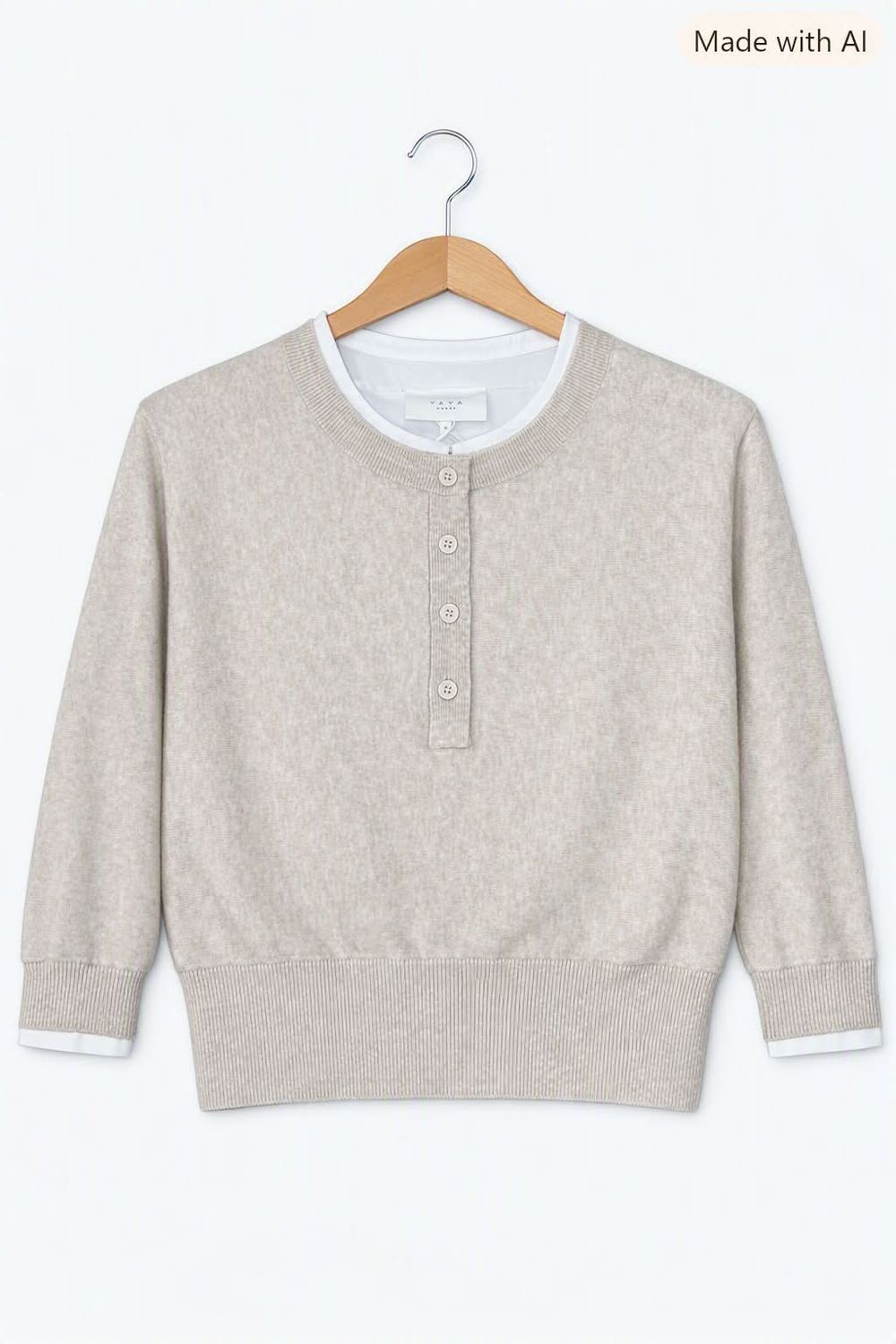 YAYA | Batwing Sweater | Heather Grey Melange