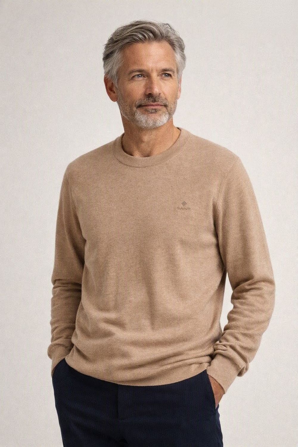Gant | Cotton Cashmere Crew Neck | Khaki