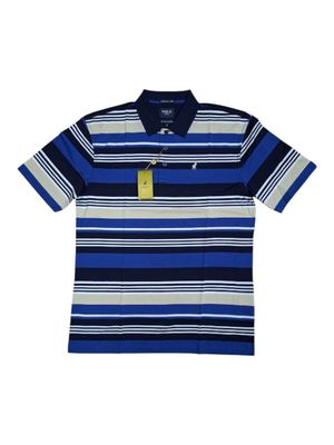 Polo | Stripe Print Double Mercerised Golfer | Navy