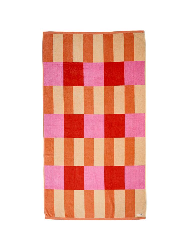 Linen House | Square Pink 95x175 Beach Towel | Pink
