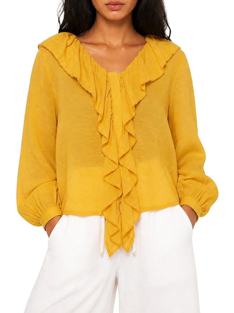 Polo | wmn Phoebe Long Sleeve Frill Blouse | Bronze