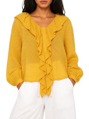 Polo | wmn Phoebe Long Sleeve Frill Blouse | Bronze
