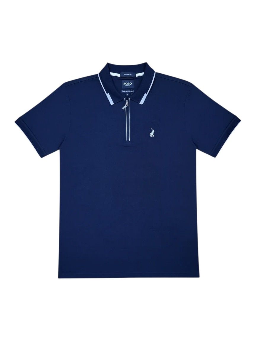 Polo | Plain Tipped Double Mercerised Golfer | Navy
