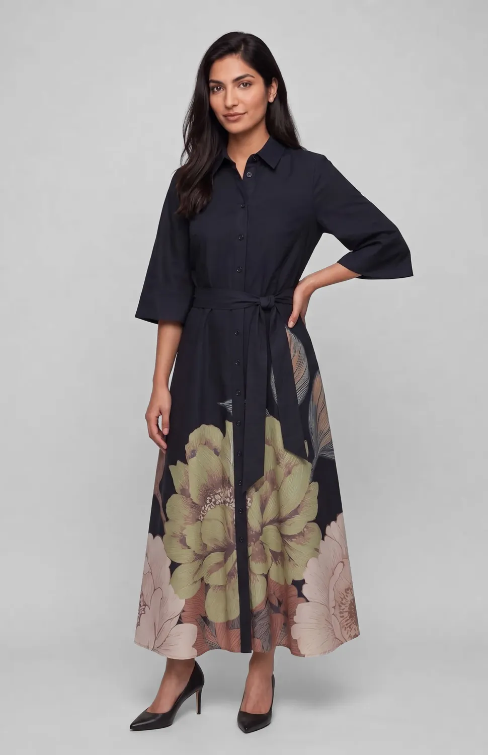 Pringle | Amica Floral Midi Dress | Navy