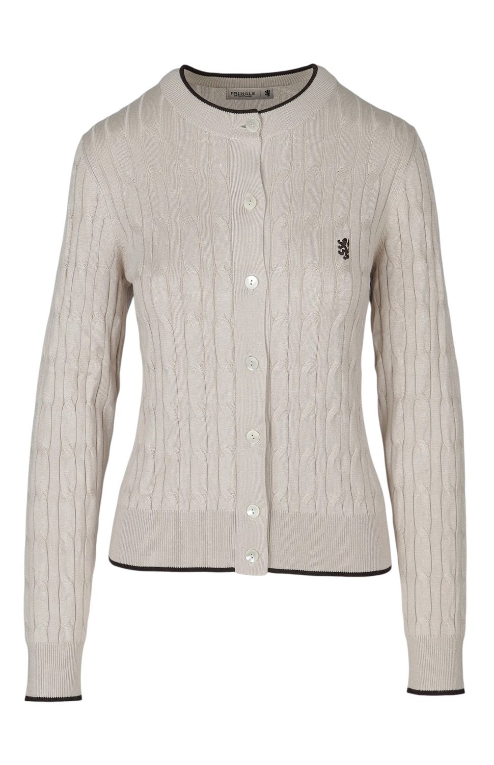 Pringle | Angie Cable Knit Cardigan | Stone