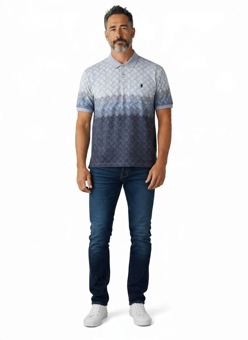 Polo | Ombre Print Mercerised Golfer | Grey