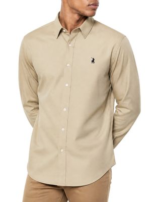 Polo | Plain Long Sleeve Shirt | Custom Fit | Stone