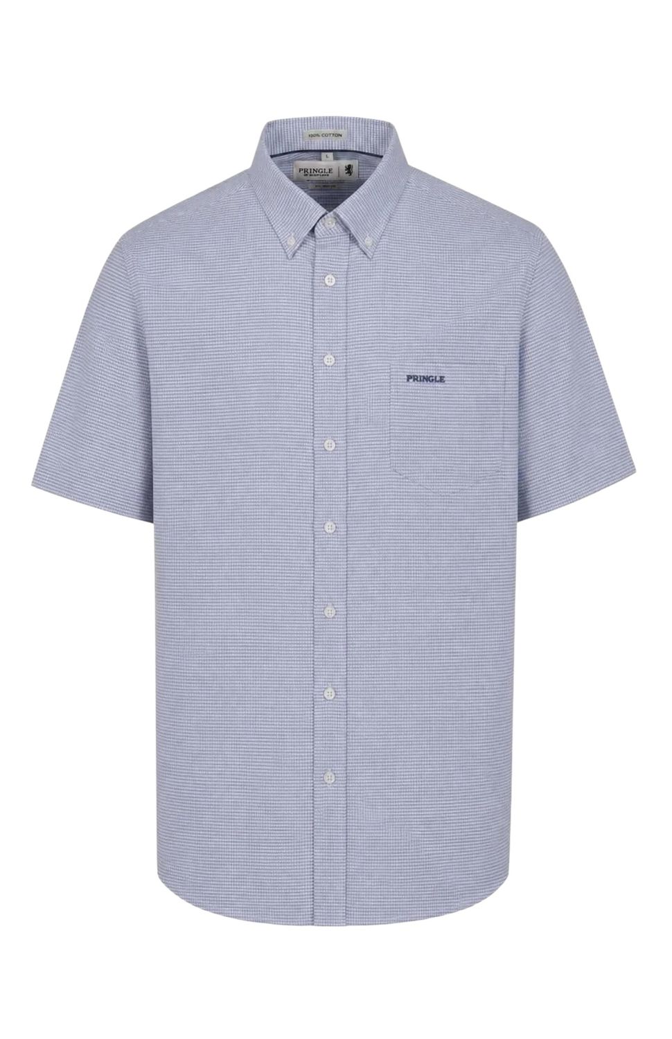 Pringle | Noah Textured Classic Short Sleeve Shirt | Blue