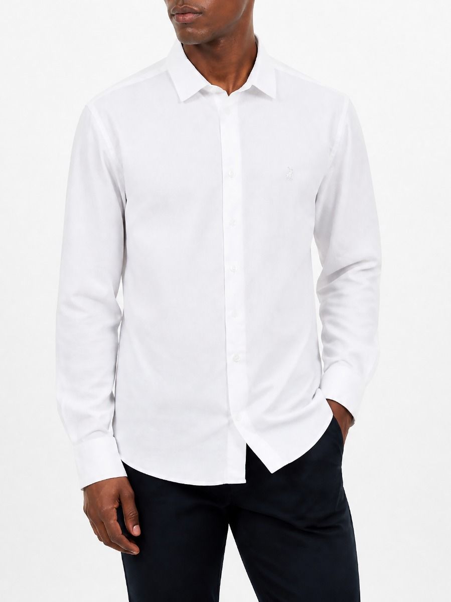 Polo | Dobby Weave Long Sleeve Shirt | White