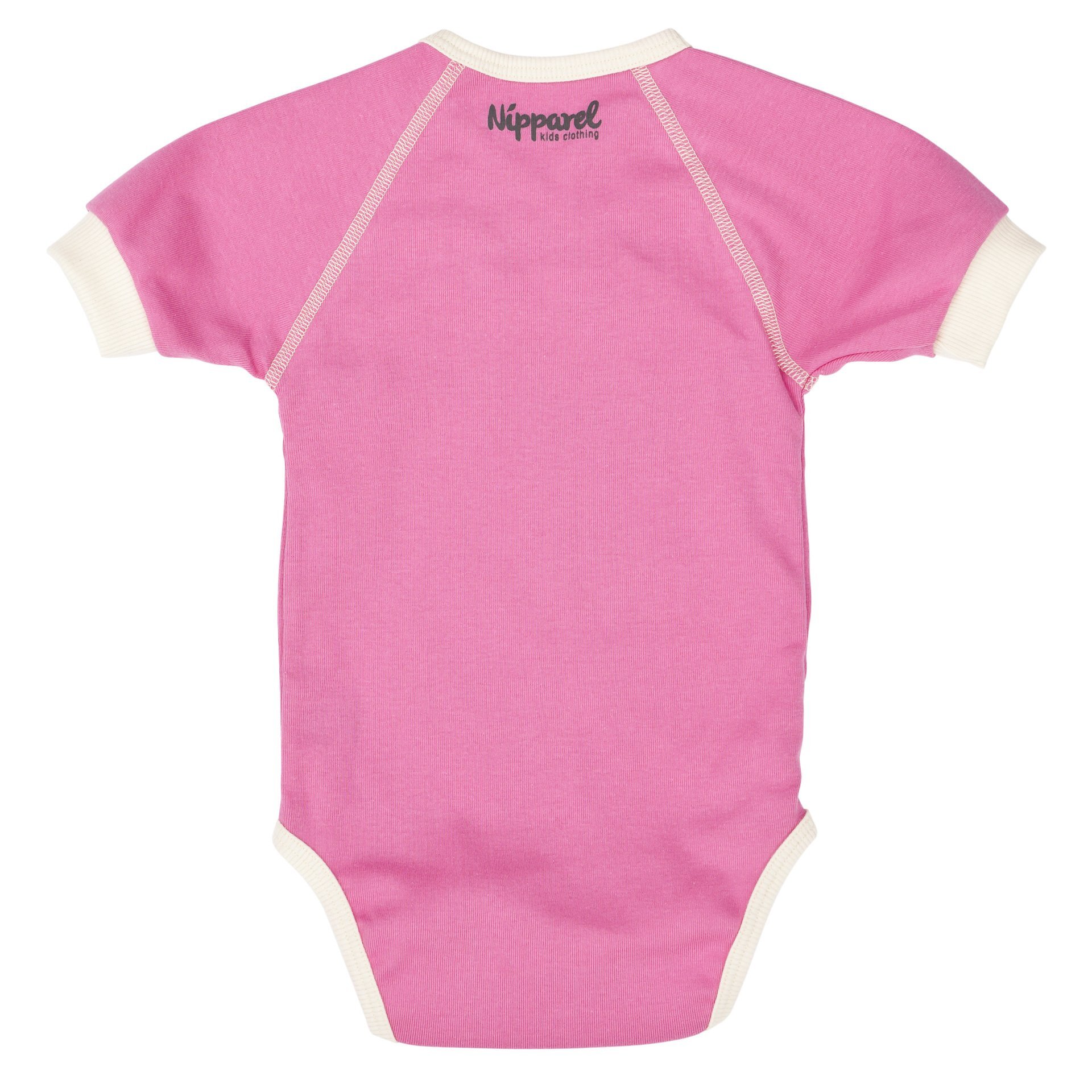 Baby Wickelbody Rosa Kurzarm aus Bio-Baumwolle mit Wickelverschluss und Druckknöpfen – Vorderansicht