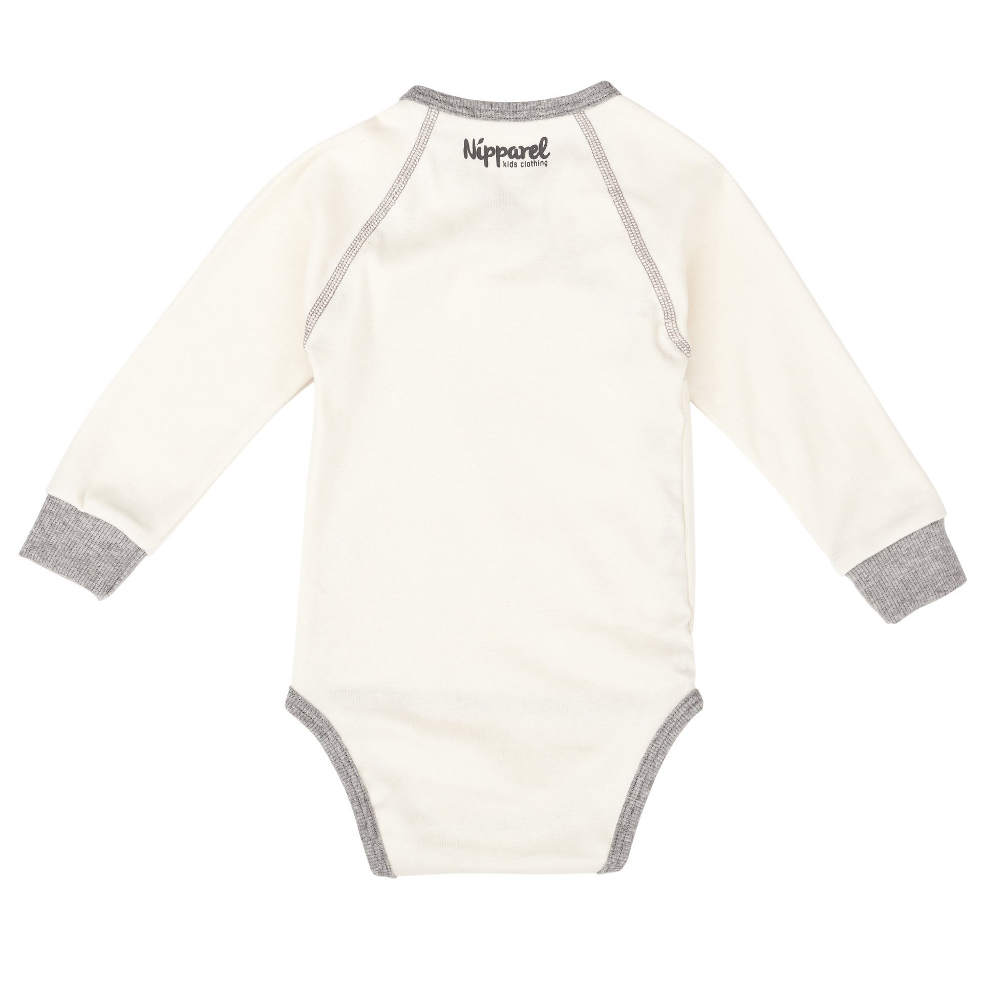 Baby Wickelbody Weiß Langarm aus Bio-Baumwolle mit Wickelverschluss und Druckknöpfen – Vorderansicht