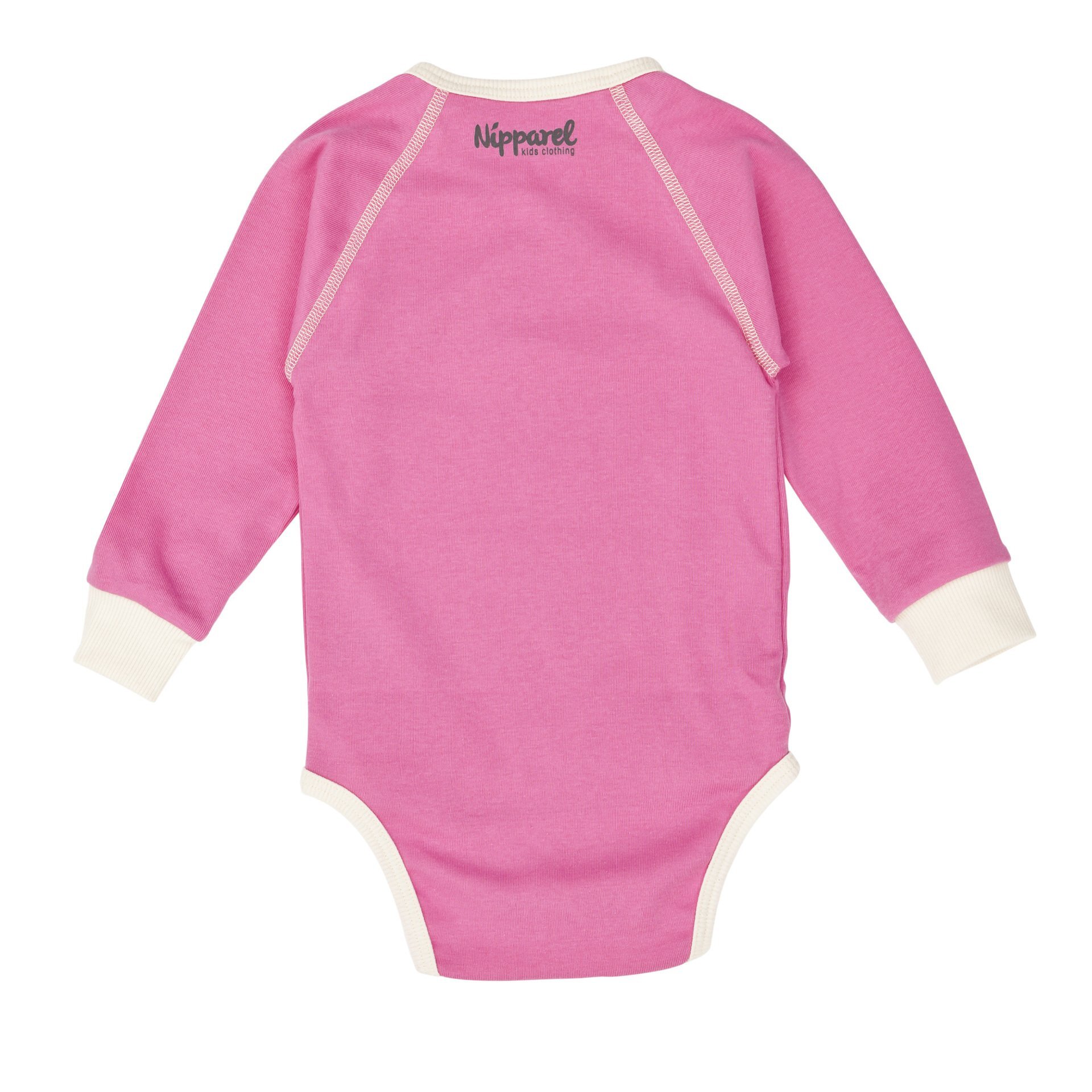 Baby Wickelbody Rosa Langarm aus Bio-Baumwolle mit Wickelverschluss und Druckknöpfen – Vorderansicht