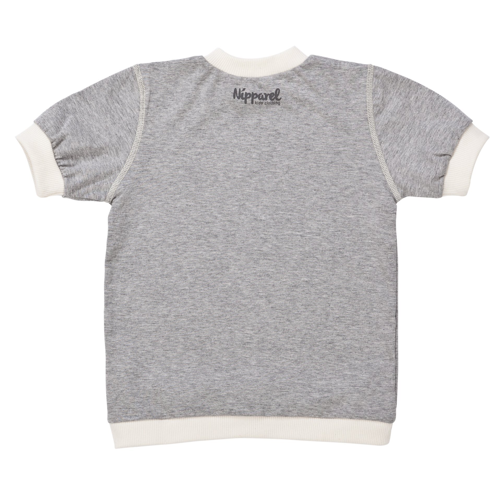 Kinder T-Shirt Kurzarm aus Bio-Baumwolle in Grau mit Rundhals – weich & schlicht – Vorderansicht