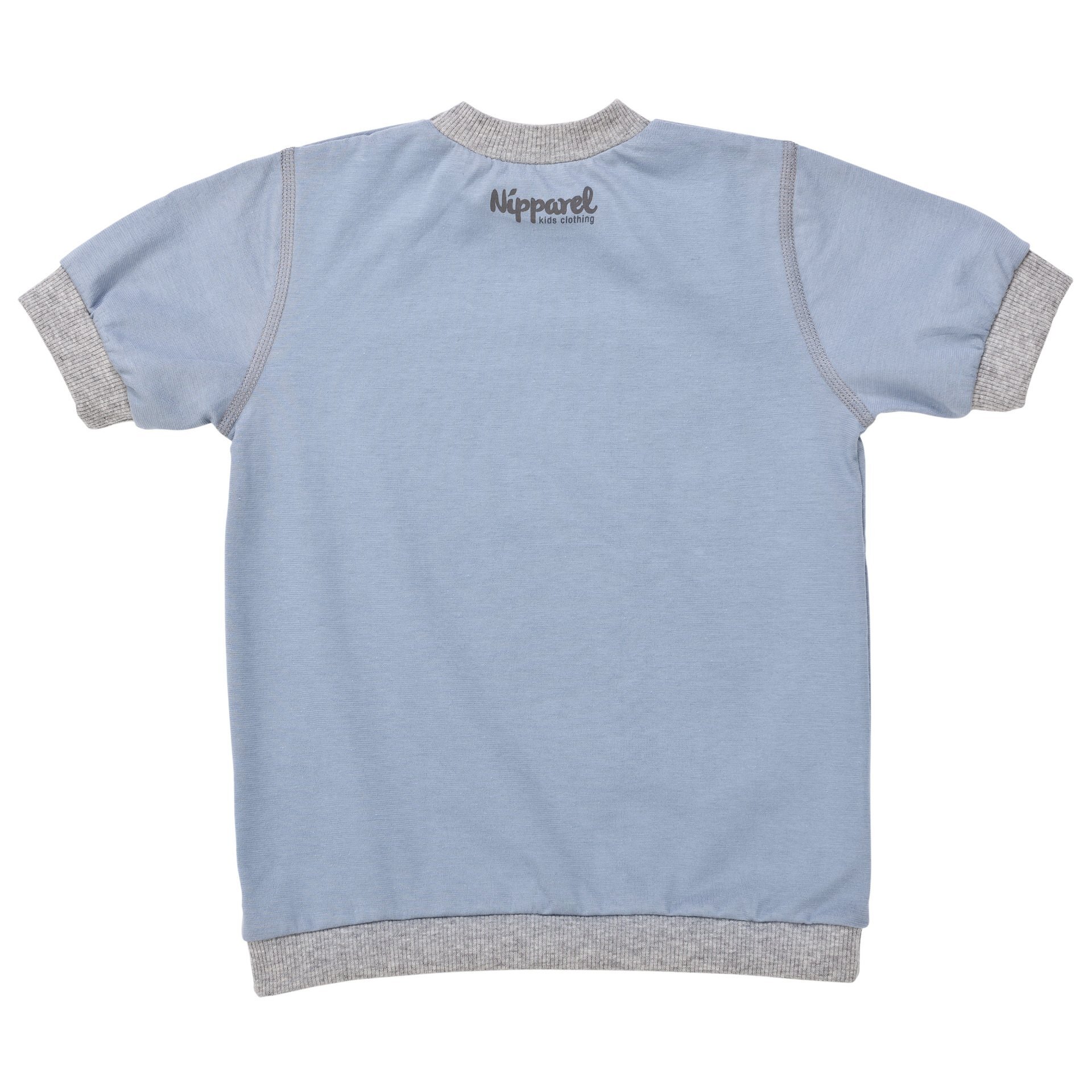Baby T-Shirt mit Logo Kurzarm aus Bio-Baumwolle in Blau mit Rundhals und Druckknöpfen – weich & sch…