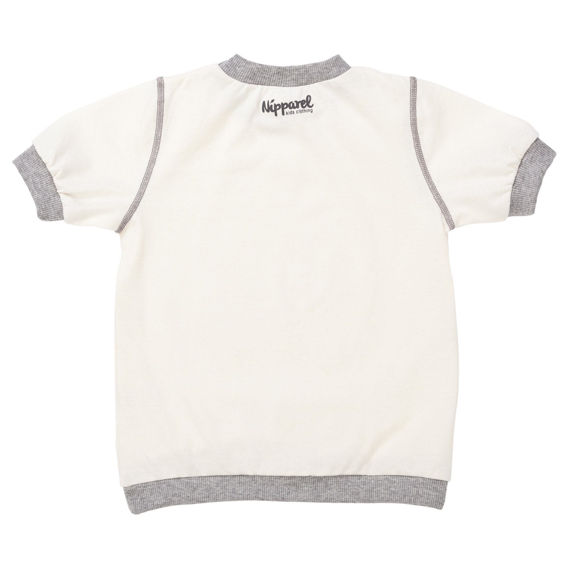 Kinder T-Shirt mit Logo Kurzarm aus Bio-Baumwolle in Weiß mit Rundhals – weich & schlicht – Vordera…