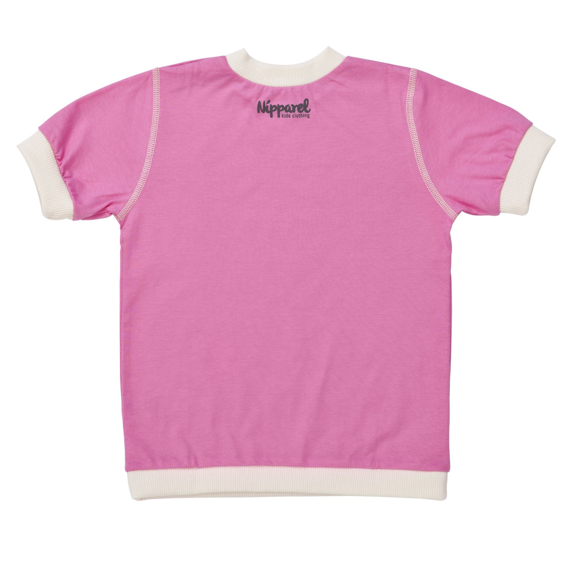 Kinder T-Shirt mit Logo Kurzarm aus Bio-Baumwolle in Rosa mit Rundhals – weich & schlicht – Vordera…