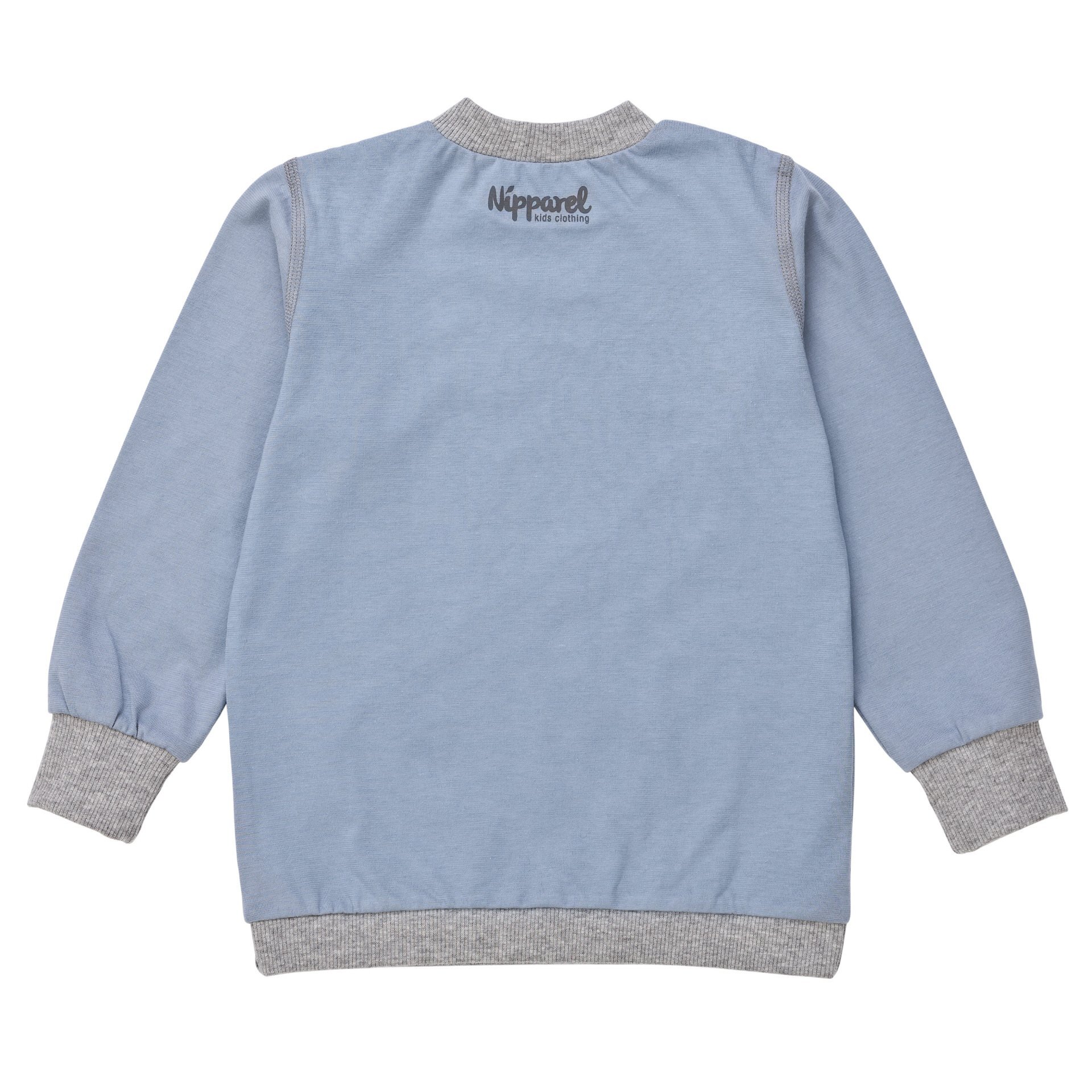 Baby T-Shirt Langarm aus Bio-Baumwolle in Blau mit Rundhals und Druckknöpfen – weich & schlicht – V…