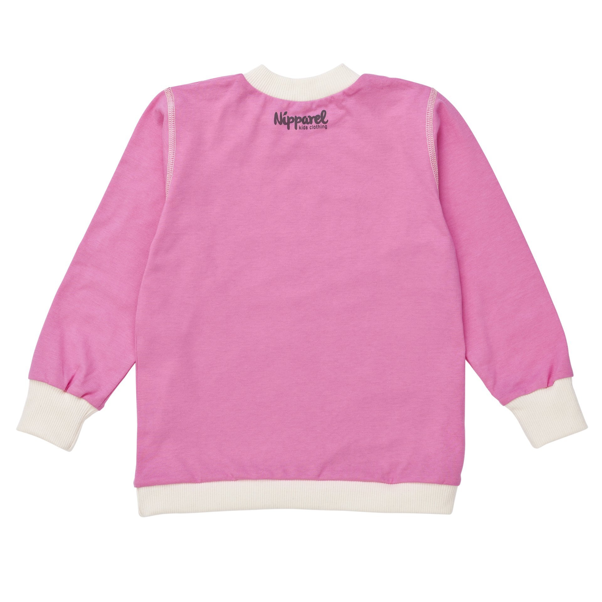 Kinder T-Shirt Langarm aus Bio-Baumwolle in Rosa mit Rundhals – weich & schlicht – Vorderansicht