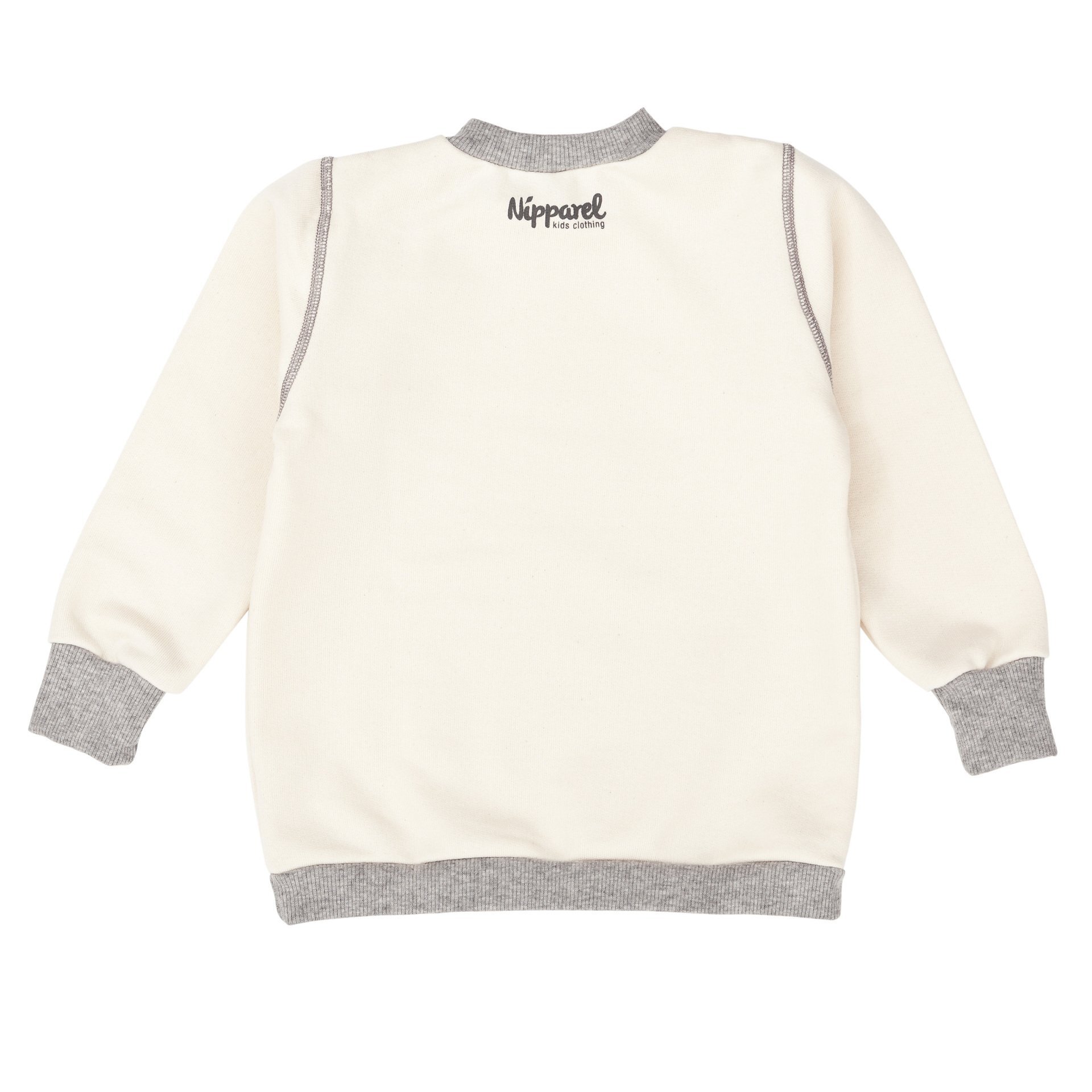 Baby Pullover / Sweatshirt aus Bio-Baumwolle in Weiß mit Rundhals, langen Ärmeln & Druckknöpfen – w…