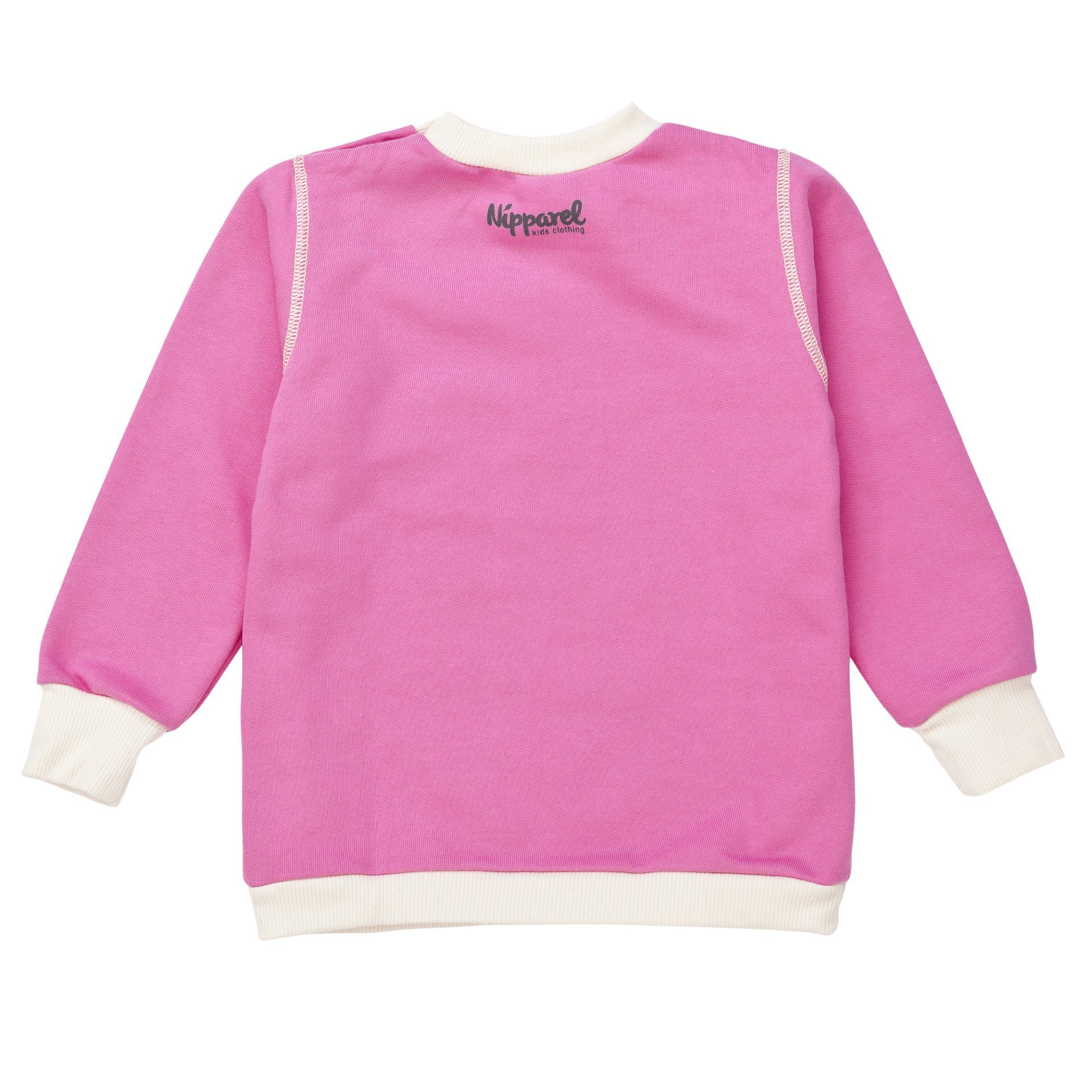 Baby Pullover / Sweatshirt aus Bio-Baumwolle in Rosa mit Rundhals, langen Ärmeln & Druckknöpfen – w…