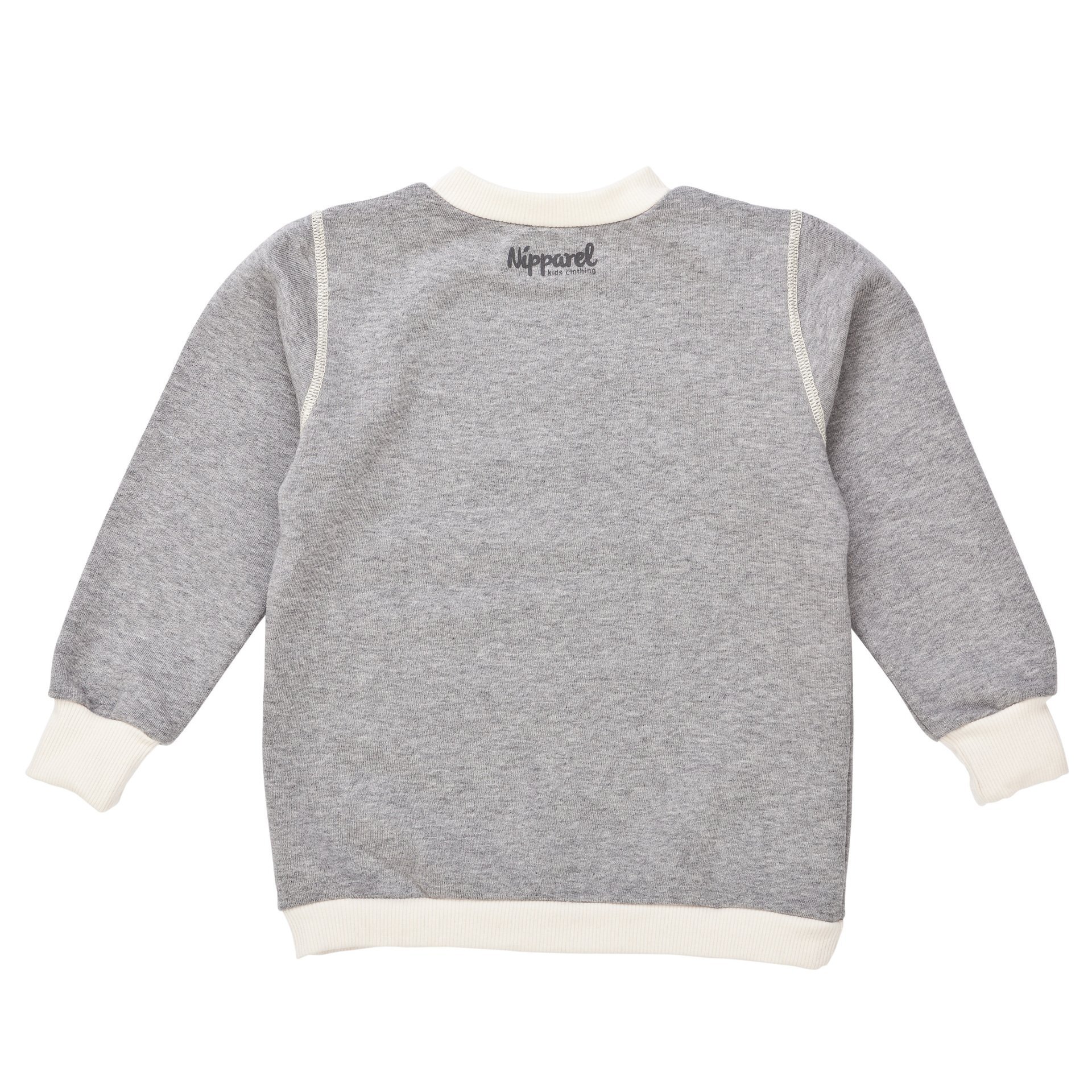 Kinder Pullover / Sweatshirt aus Bio-Baumwolle in Grau mit Rundhals, langen Ärmeln – weich & bequem…