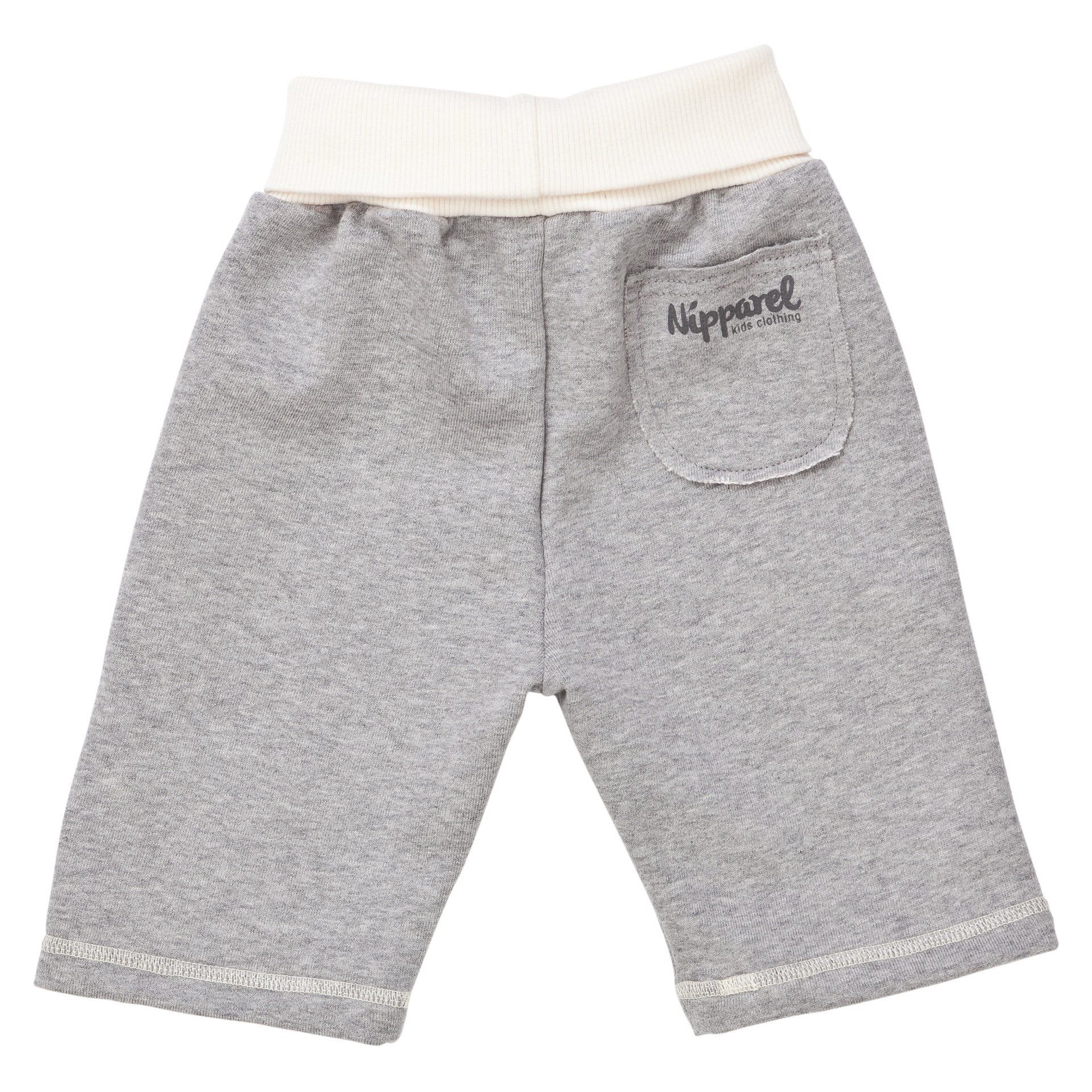 Kurze Babyhose aus Bio-Baumwolle in Grau mit extrabreitem Bund – weich & bequem für warme Tage – Vo…