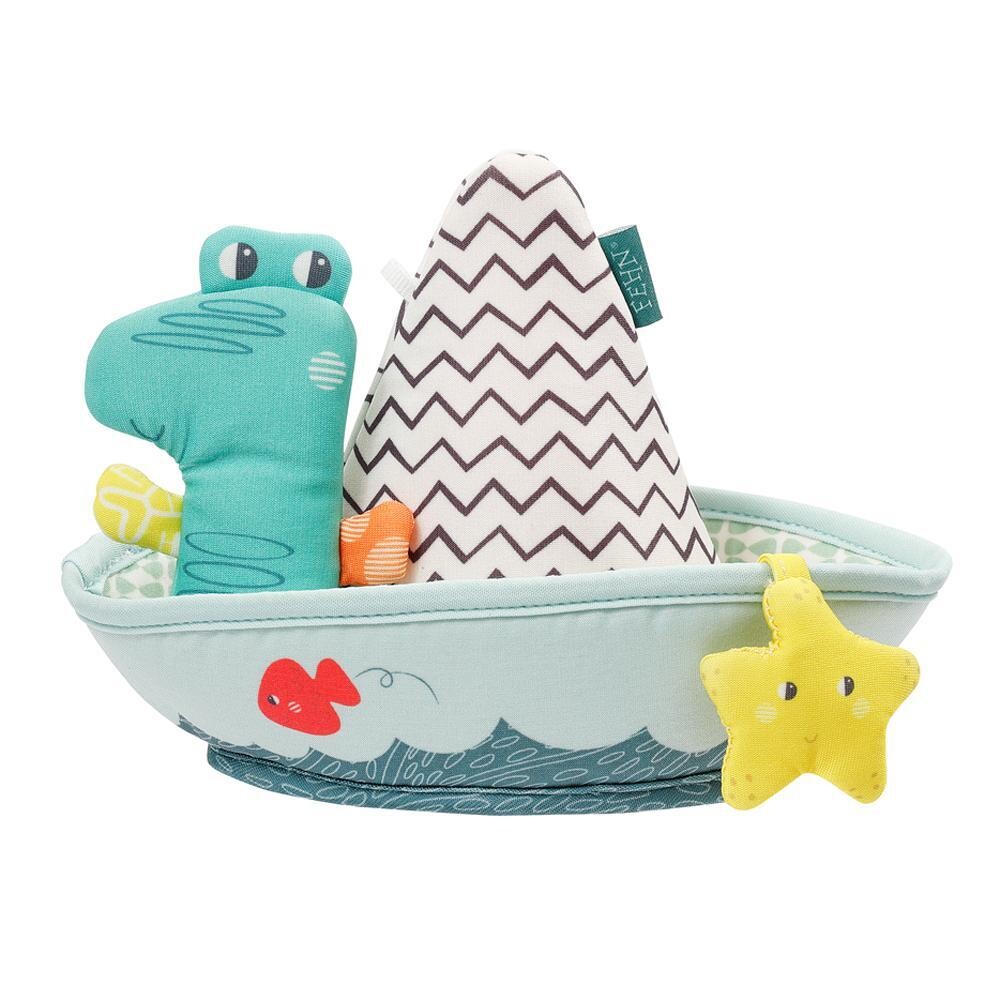 Bathing boat with finger puppet crocodile - Fehn
