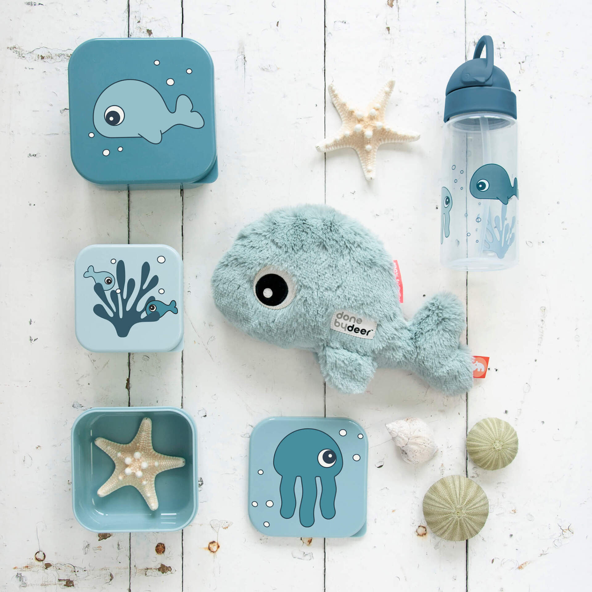Snackbox 3er-Set Sea Friends Blau - Done by Deer