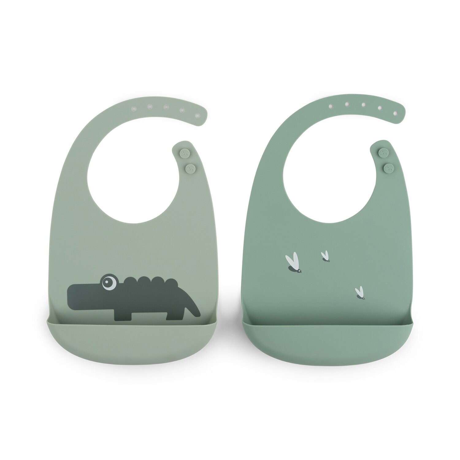 Bib Silicone 2 Pack Crocodile Green - Done by Deer