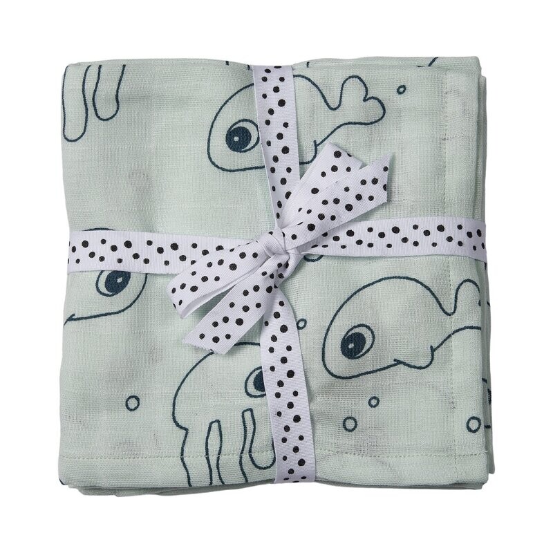 Burp Cloths 2-Pack Sea Friends Blue - Done by Deer