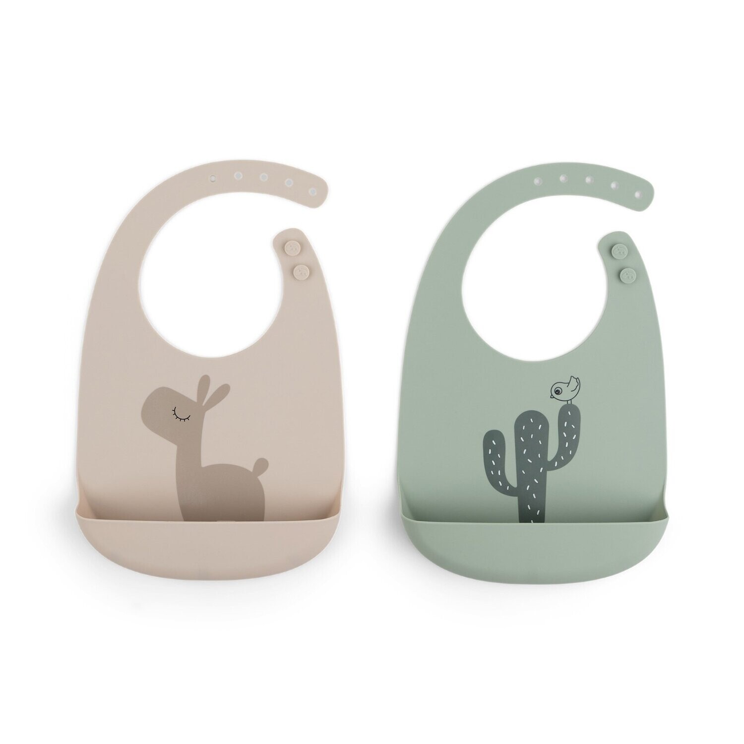 Bib Silicone 2 Pack Llama Beige - Done by Deer