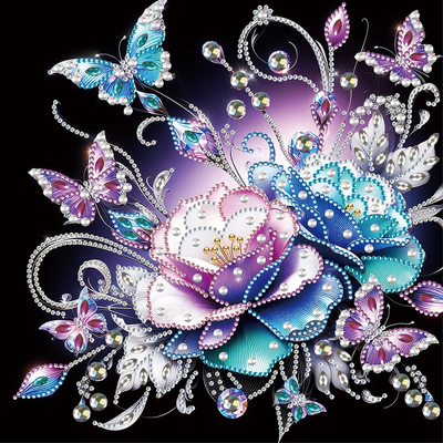 Flowers and Butterfly - Special Diamond Painting