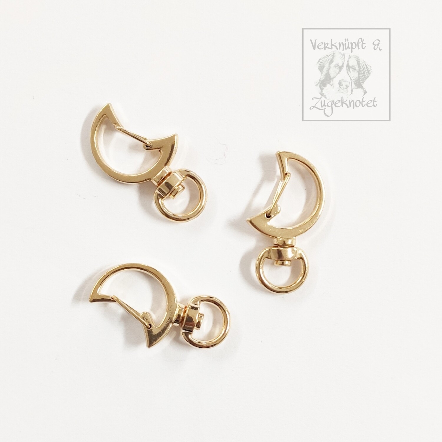 Schmuck-Karabiner für Schlüsselanhänger, Design: Mond gold
