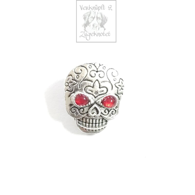 Druckknopf Totenkopf rot