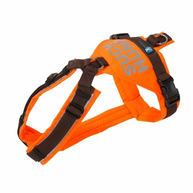 Suchhund-Geschirr leuchtorange / braun