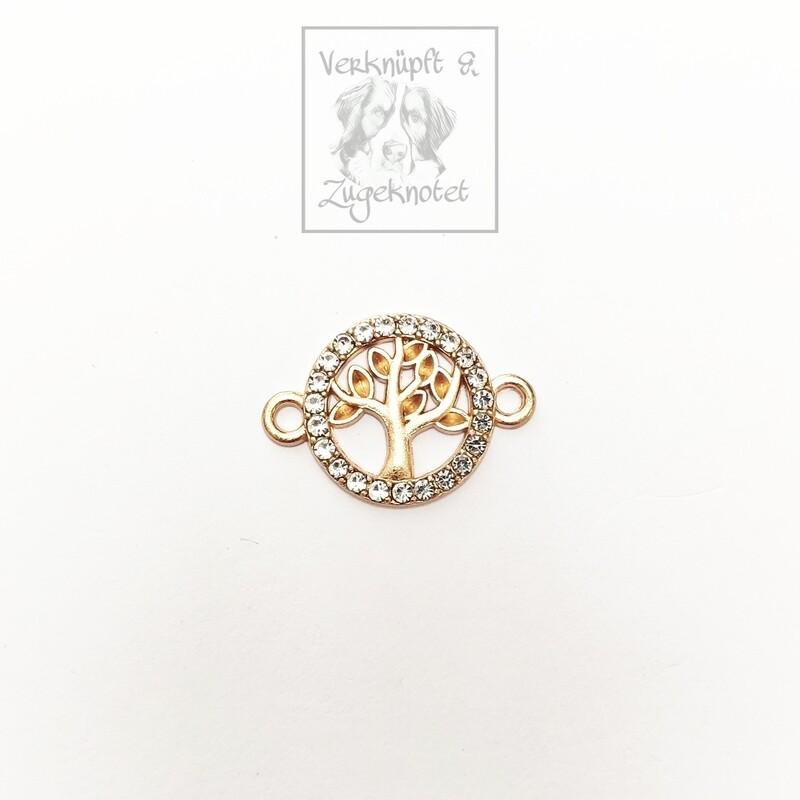 Verbinder Lebensbaum gold mit Strass