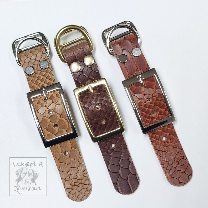 Leder- Halsband-Adapter 25 mm mit Schlangenprägung