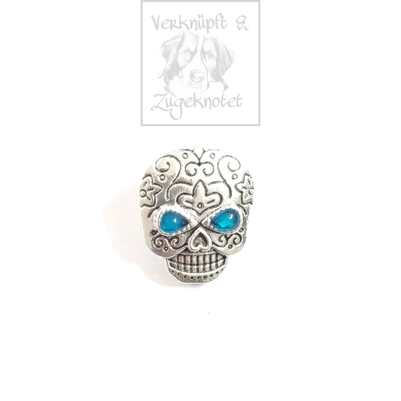 Druckknopf Totenkopf türkis