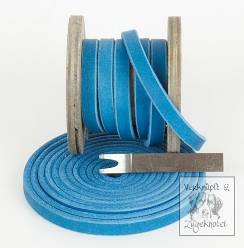 Fettleder Meterware  15 mm Azurblau